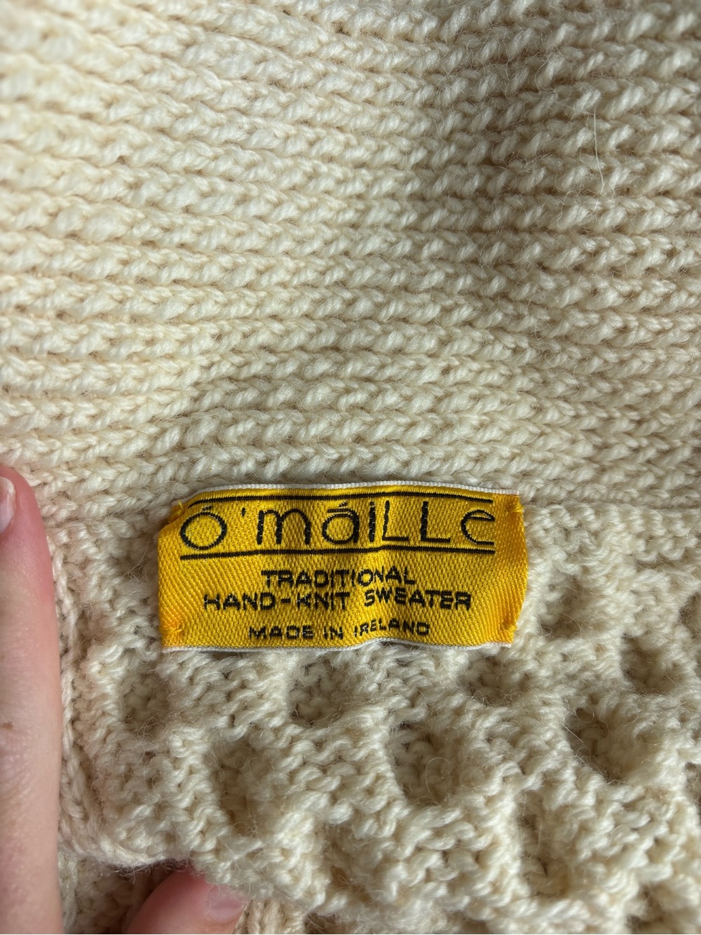 O'maille Traditional Hand Knit 100% Wool Sweater Cardigan Made in Ireland Unisex - Picture 3 of 13